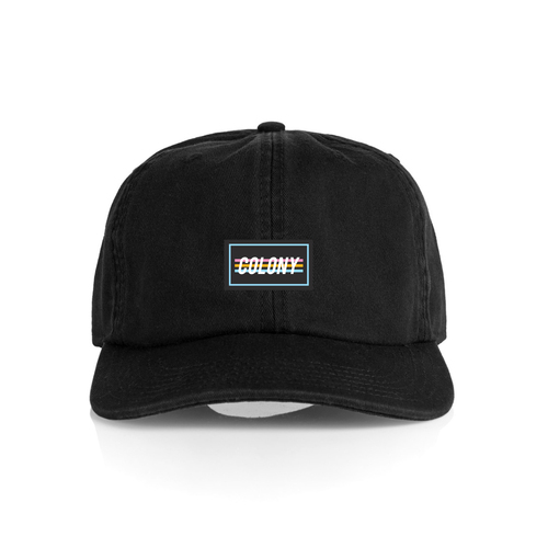 Colony 3 Stripe 6 Panel Hat - Black